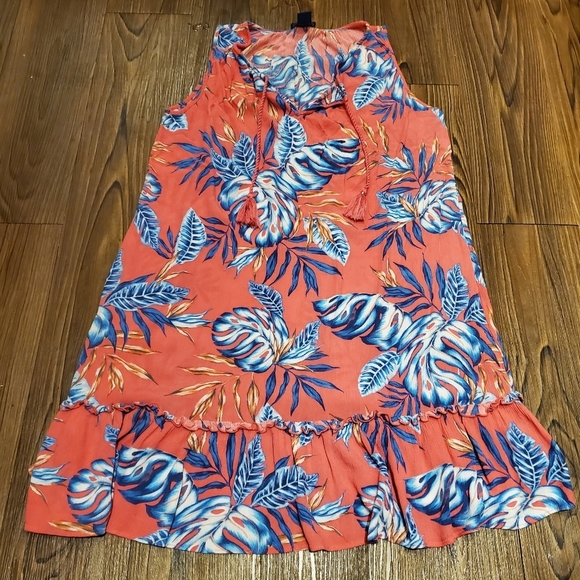 Caribbean Joe Shift Dress Tropical Floral Pink Blue Preppy Summer Vacation L - Picture 1 of 5
